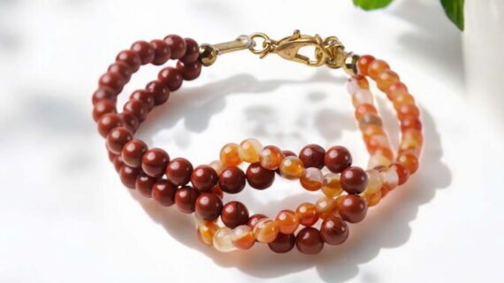 Red Carnelian & Red Jasper Knot Bracelet 4mm
