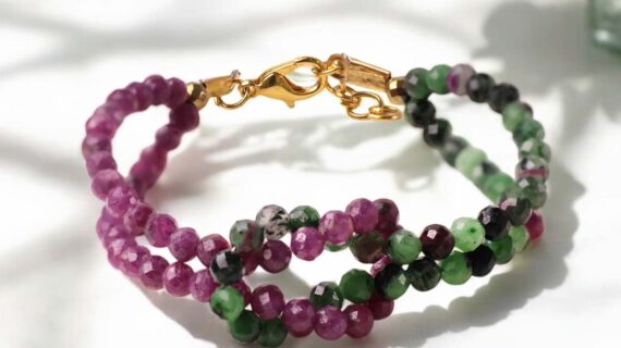 Ruby Zoisite & Ruby Faceted Knot Bracelet 4mm