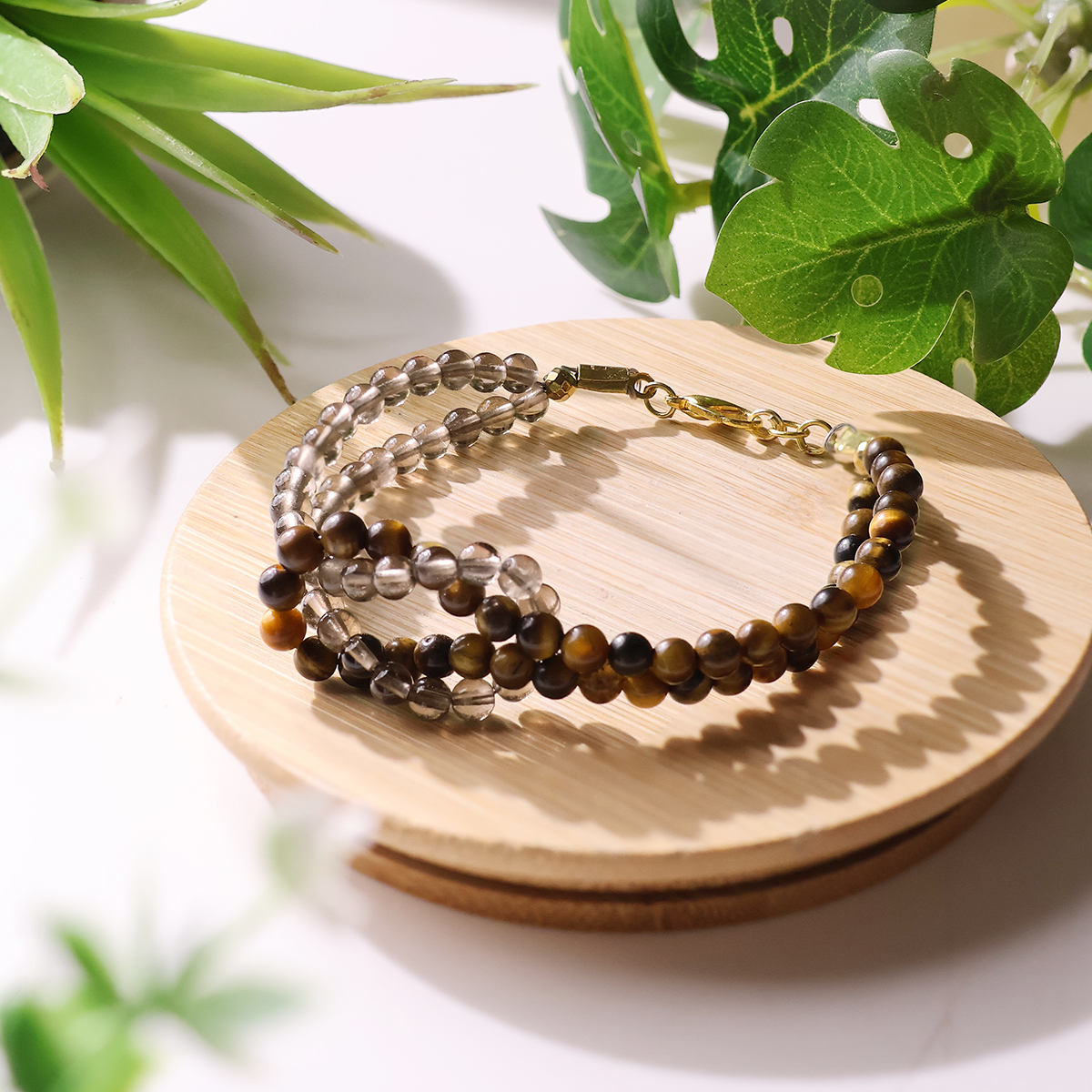 Smokey & Tiger Eye Knot Bracelet 4mm (3)