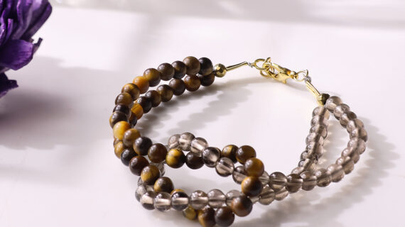 Smokey & Tiger Eye Knot Bracelet 4mm