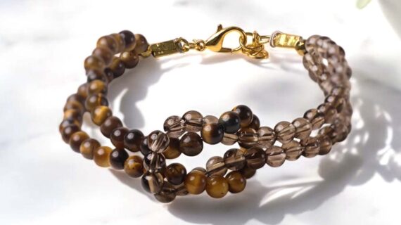 Smokey & Tiger Eye Knot Bracelet 4mm
