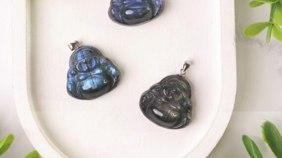 Labradorite Buddha Pendant Silver