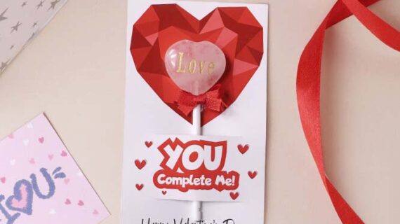 Rose Quartz Heart Lollipop Valentine’s Gift
