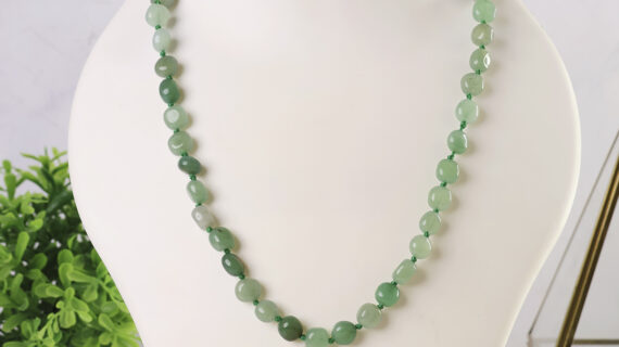 Green Aventurine Small Tumble Necklace Knotted