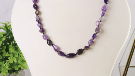 Amethyst Small Tumble Necklace Knotted