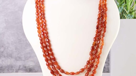 Red Carnelian 3 Layer Tumble Necklace
