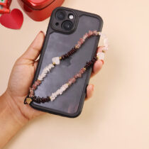 Love Mobile Strap Hanging with Rose Quartz & Garnet