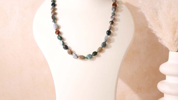Moss Agate Small Tumble Necklace