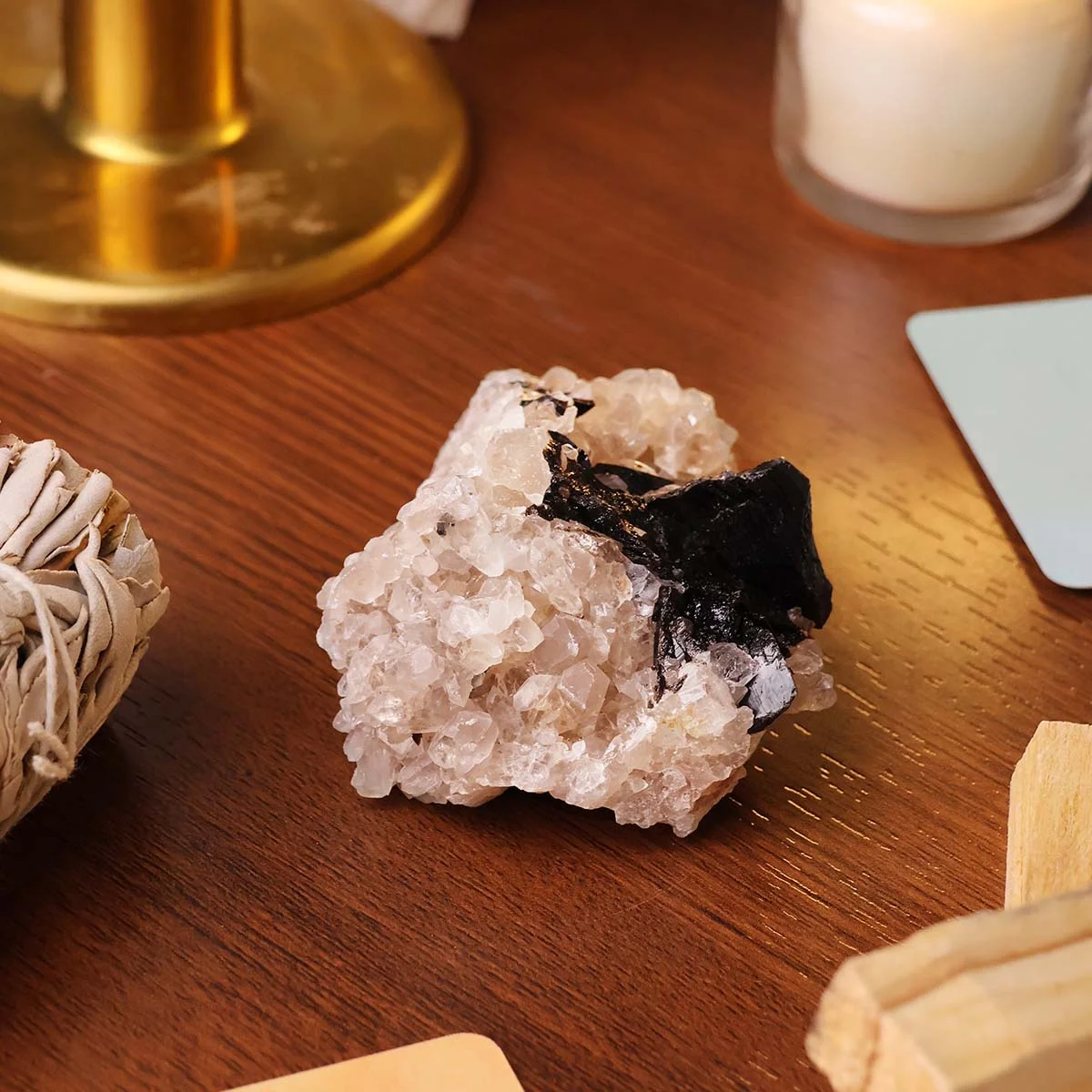 Black Tourmaline With Quartz Cluster (1)