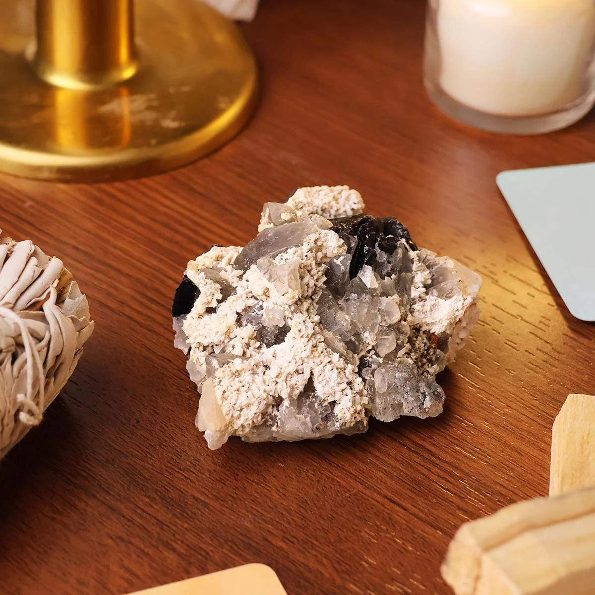 Black Tourmaline With Quartz Cluster (2)