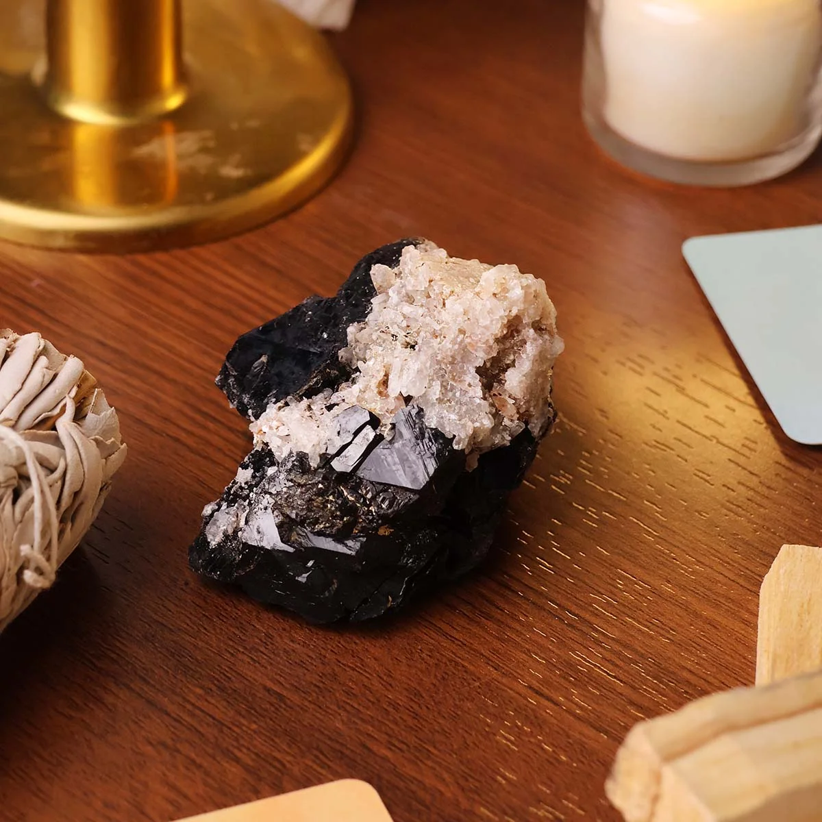 Black Tourmaline With Quartz Cluster (21)