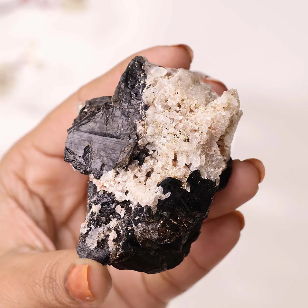 Black Tourmaline With Quartz Cluster (4)