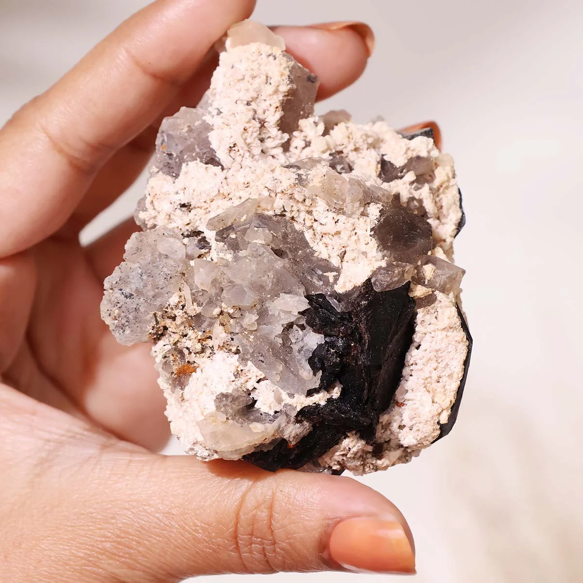 Black Tourmaline With Quartz Cluster (6)