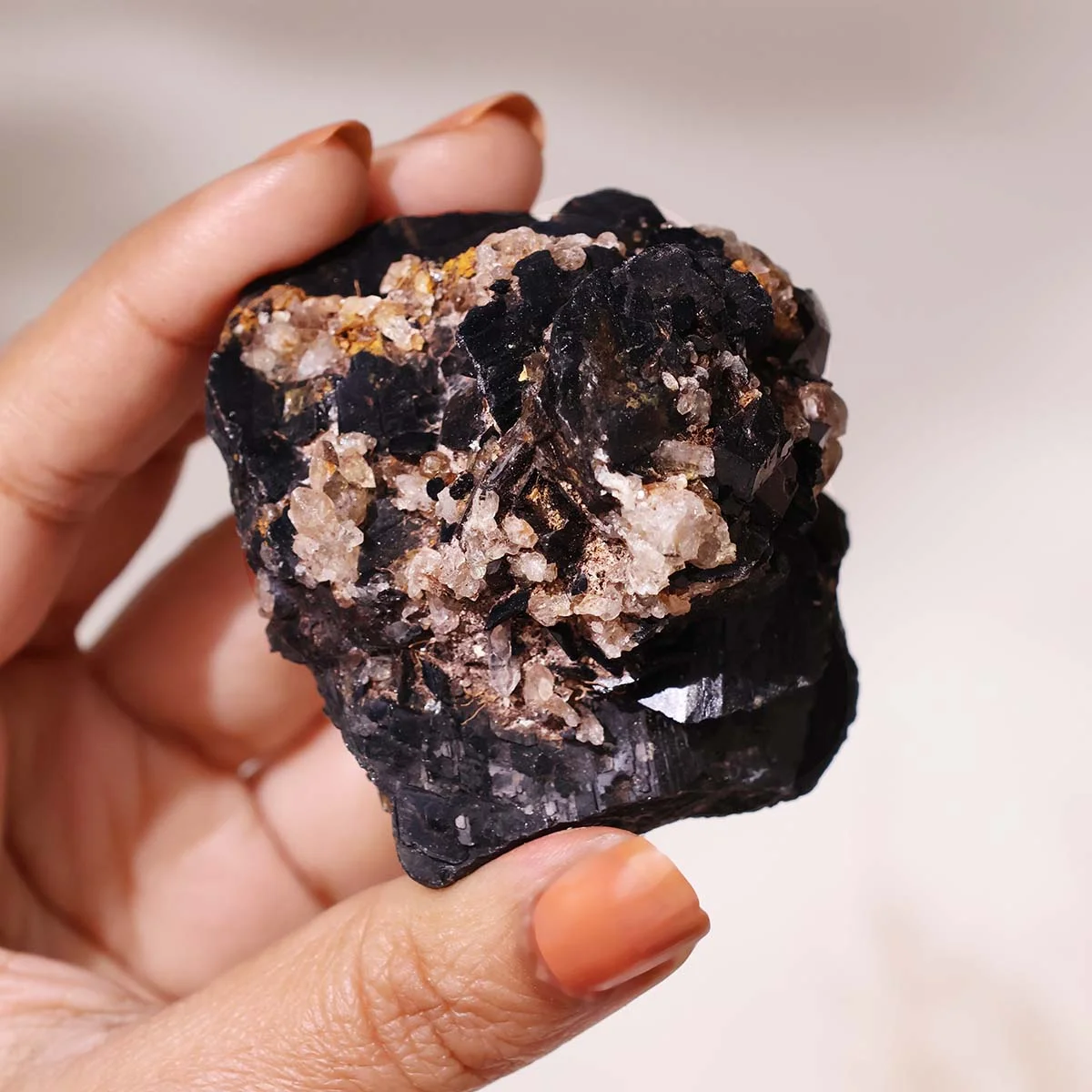 Black Tourmaline With Quartz Cluster (7)