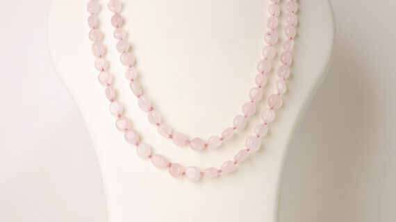 Rose Quartz Long Tumble Mala Knotted