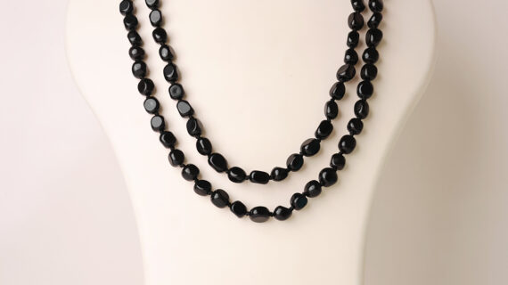 Black Obsidian Long Tumble Mala Knotted