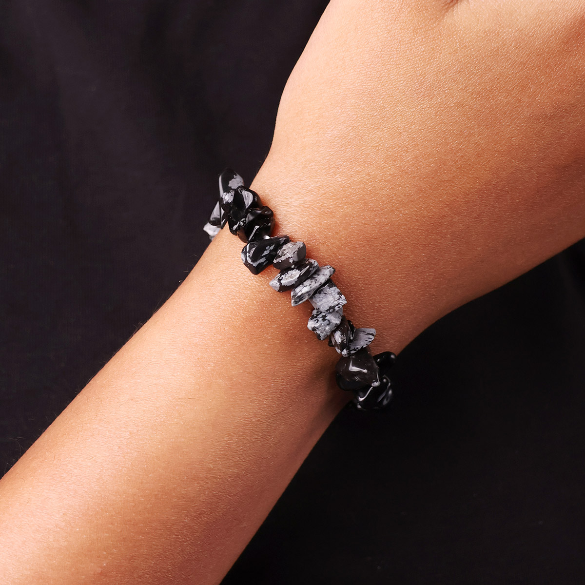 Snowflake Obsidian Chips Bracelet (2)