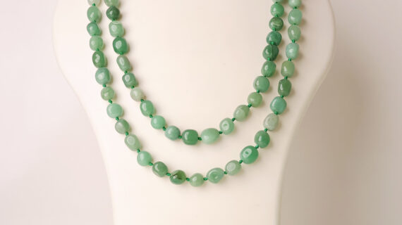 Green Aventurine Long Tumble Mala Knoted