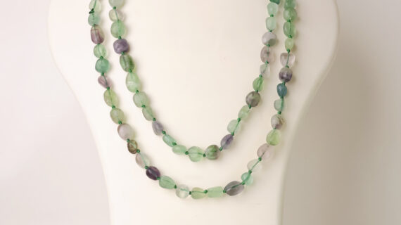 Multi Fluorite Long Tumble Mala Knoted
