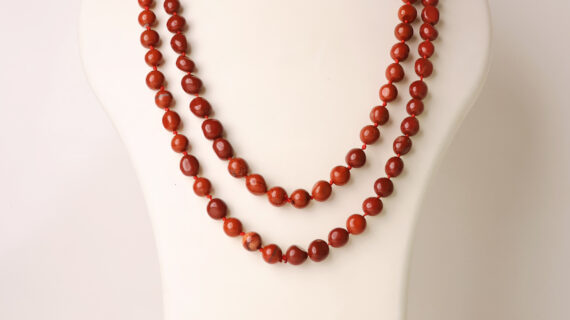 Red Jasper Long Tumble Mala Knoted
