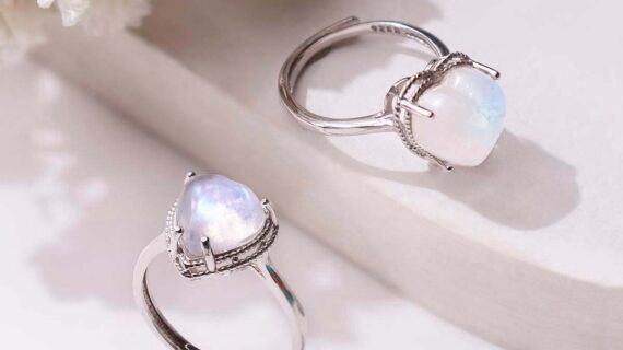 Moonstone Heart Silver Ring
