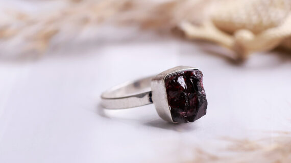 Garnet Single Stone Raw Ring