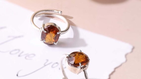 Hessonite Silver Ring