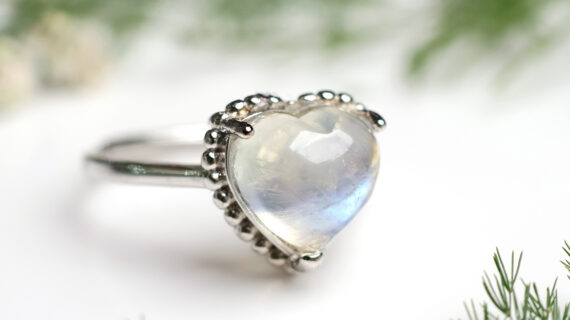 Moonstone Heart Silver Ring
