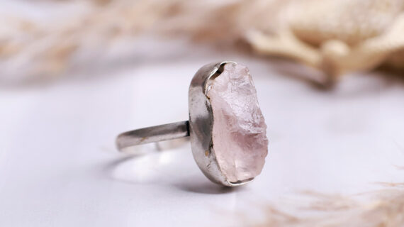 Rose Quartz Raw Stone Ring