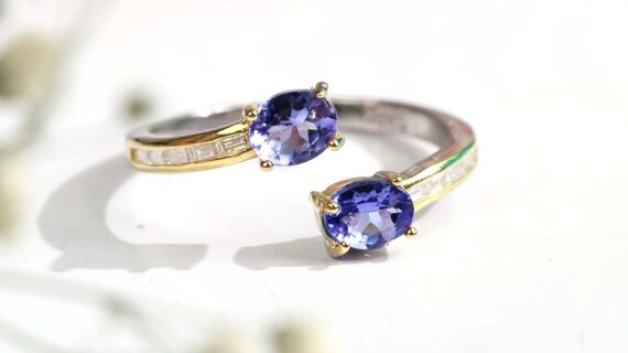 Tanzanite Double Stone Silver Ring