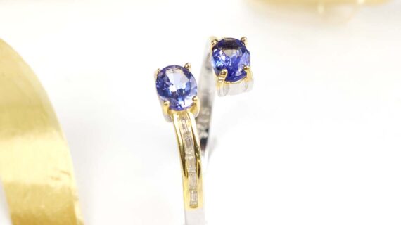 Tanzanite Double Stone Silver Ring