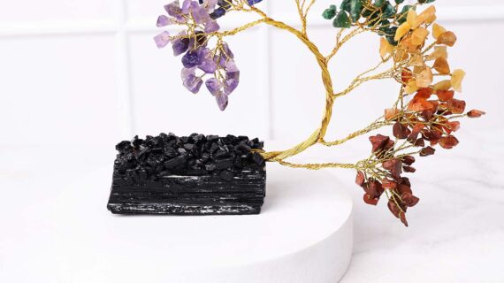 7 Chakra Tree 175 Beads On Black Tourmaline