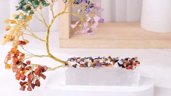 7 Chakra Tree 175 Beads On Selenite