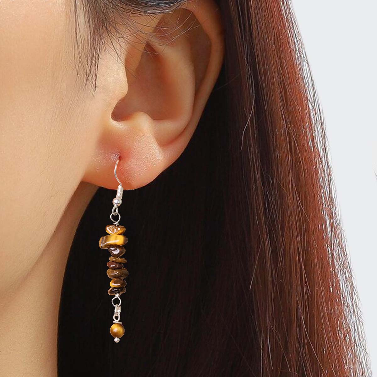 Tiger Eye Chips Hook Earring (1)