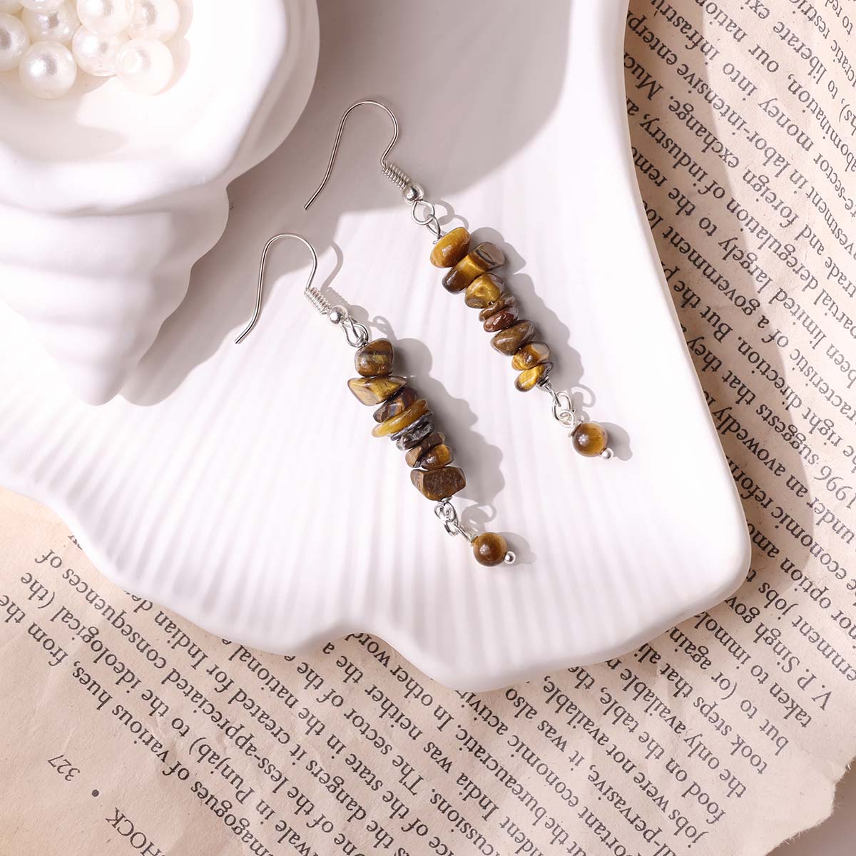 Tiger Eye Chips Hook Earring (2)