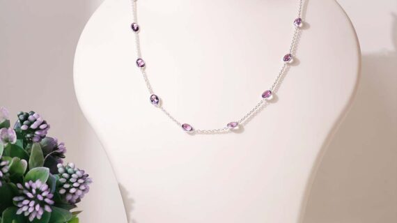 Amethyst Silver Chain Necklace