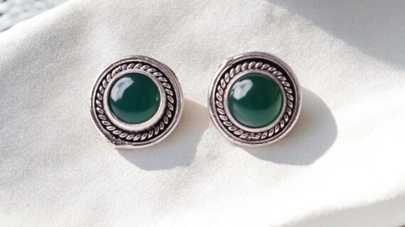 Green Onyx Stud Earrings