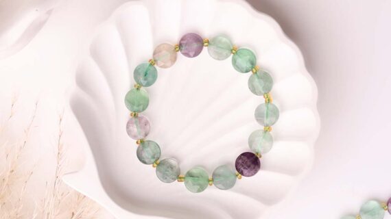 Multi Fluorite Coin Faceted Bracelet
