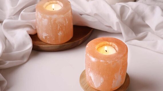Orange Selenite Candle Holder
