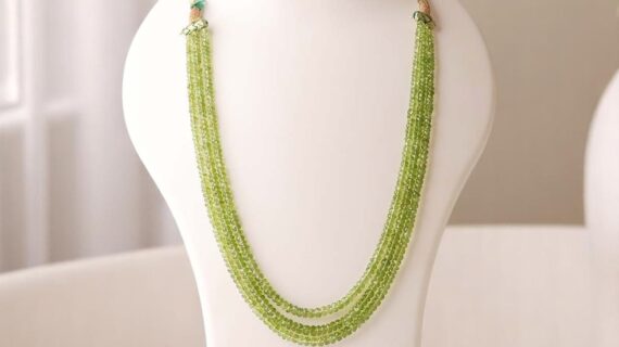 Peridot 3 Layer Bati Faceted Necklace