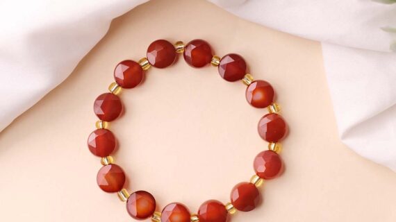 Red Carnelian Coin Faceted Bracelet
