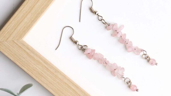 Rose Quartz Chips Hook Earring