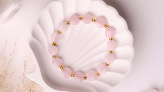 Rose Quartz Coin Faceted Bracelet