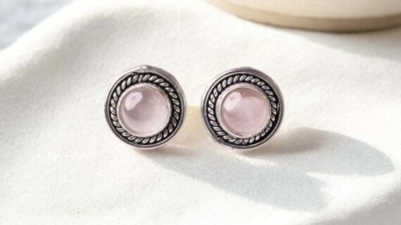 Rose Quartz Stud Earrings