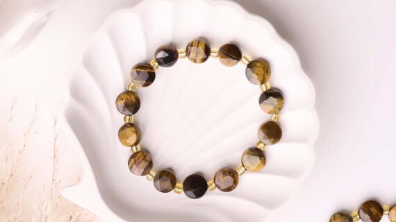 Tiger Eye Coin Faceted Bracelet