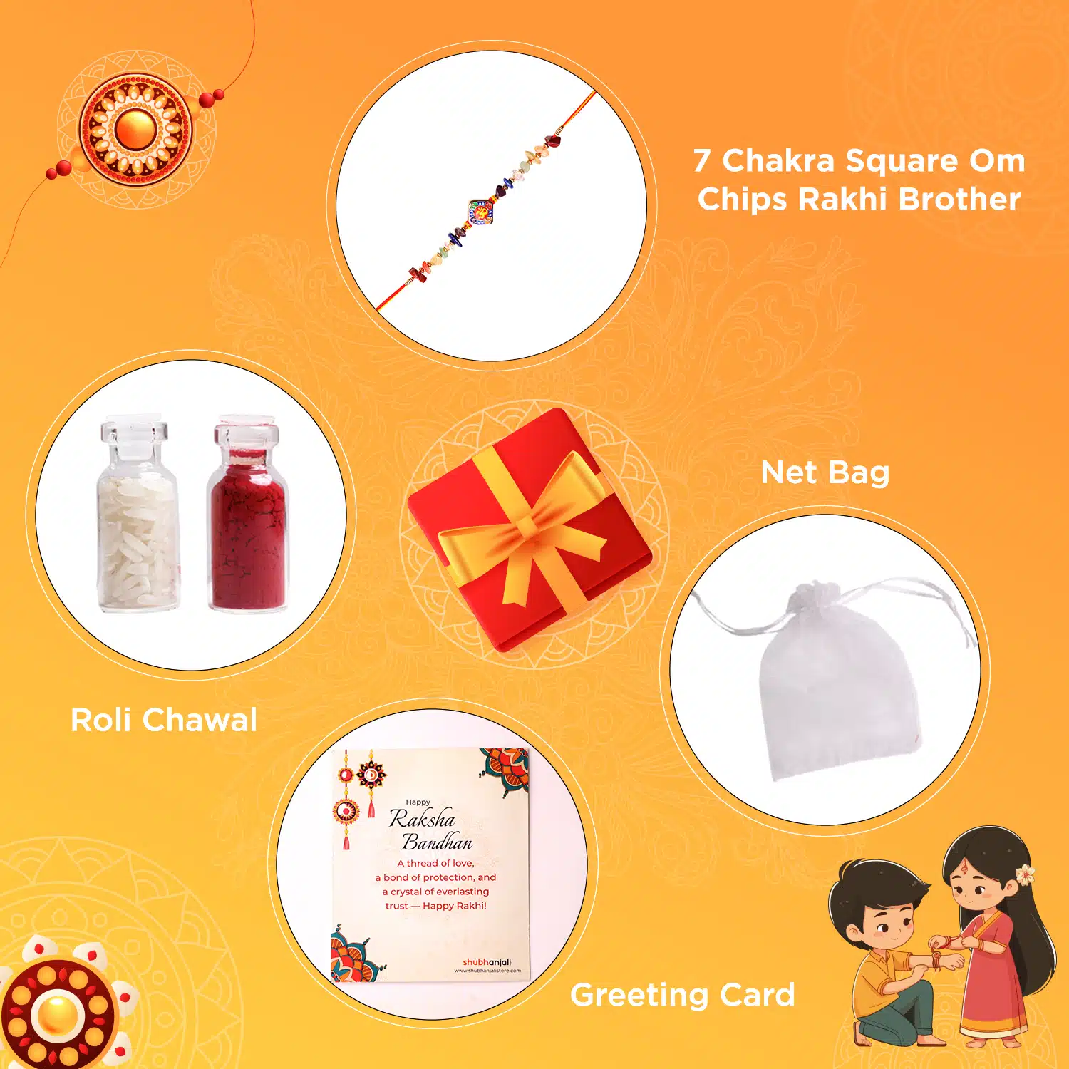 7 Chakra Square Om Chips Bhaiya Rakhi