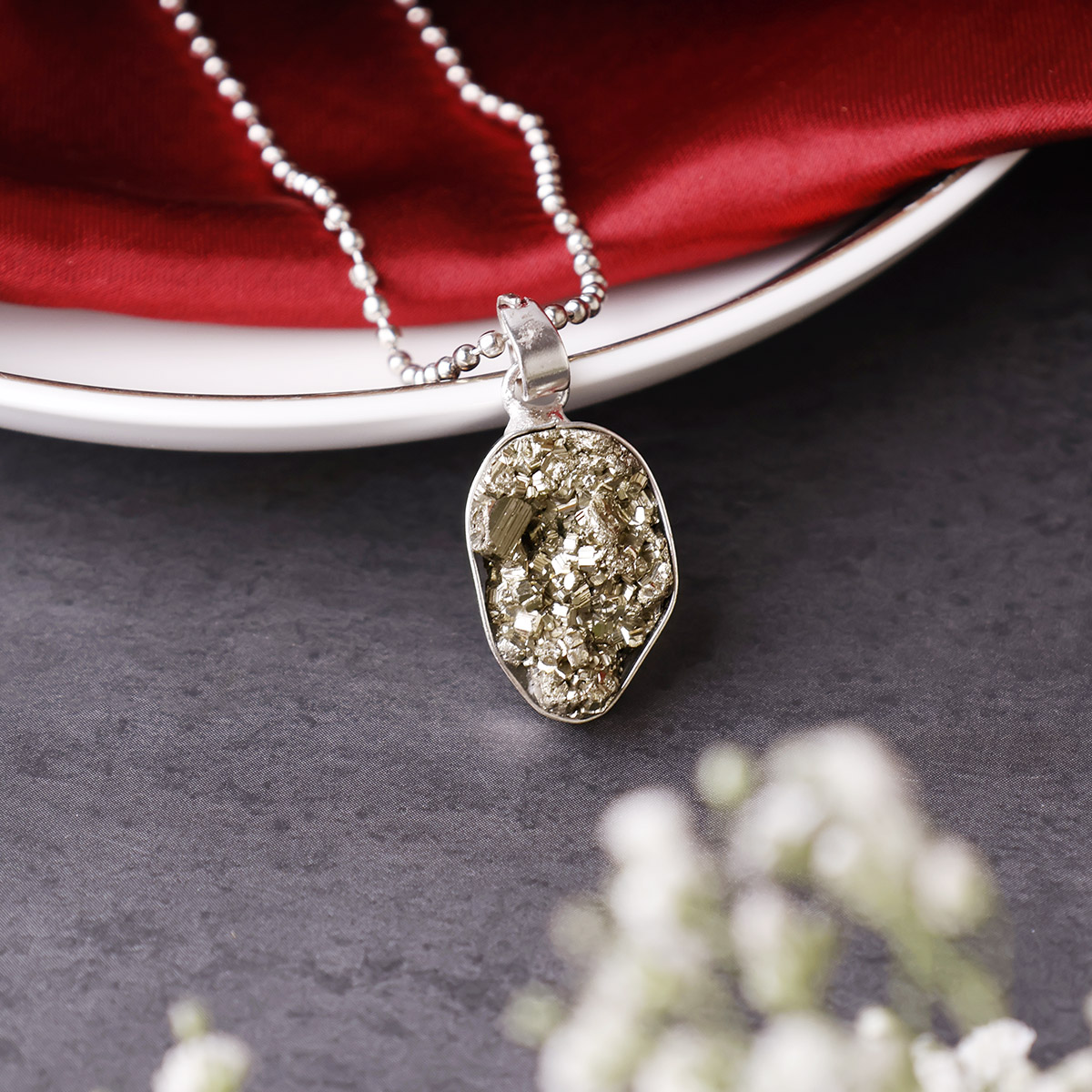 Pyrite Cluster Pendant-Shubhanjali Store (11) pyrite cluster pendant