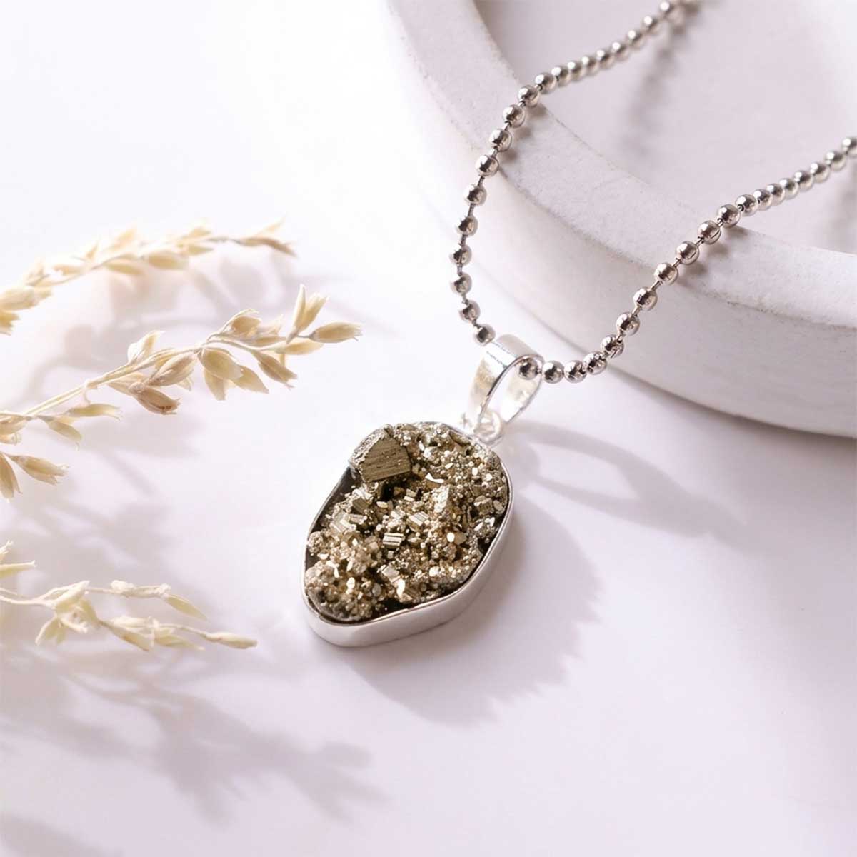 Pyrite Cluster Pendant-Shubhanjali Store (18) pyrite cluster pendant