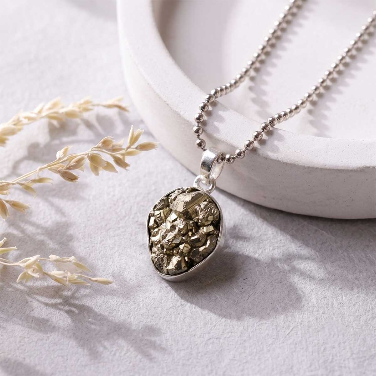 Pyrite Cluster Pendant-Shubhanjali Store (20) pyrite cluster pendant