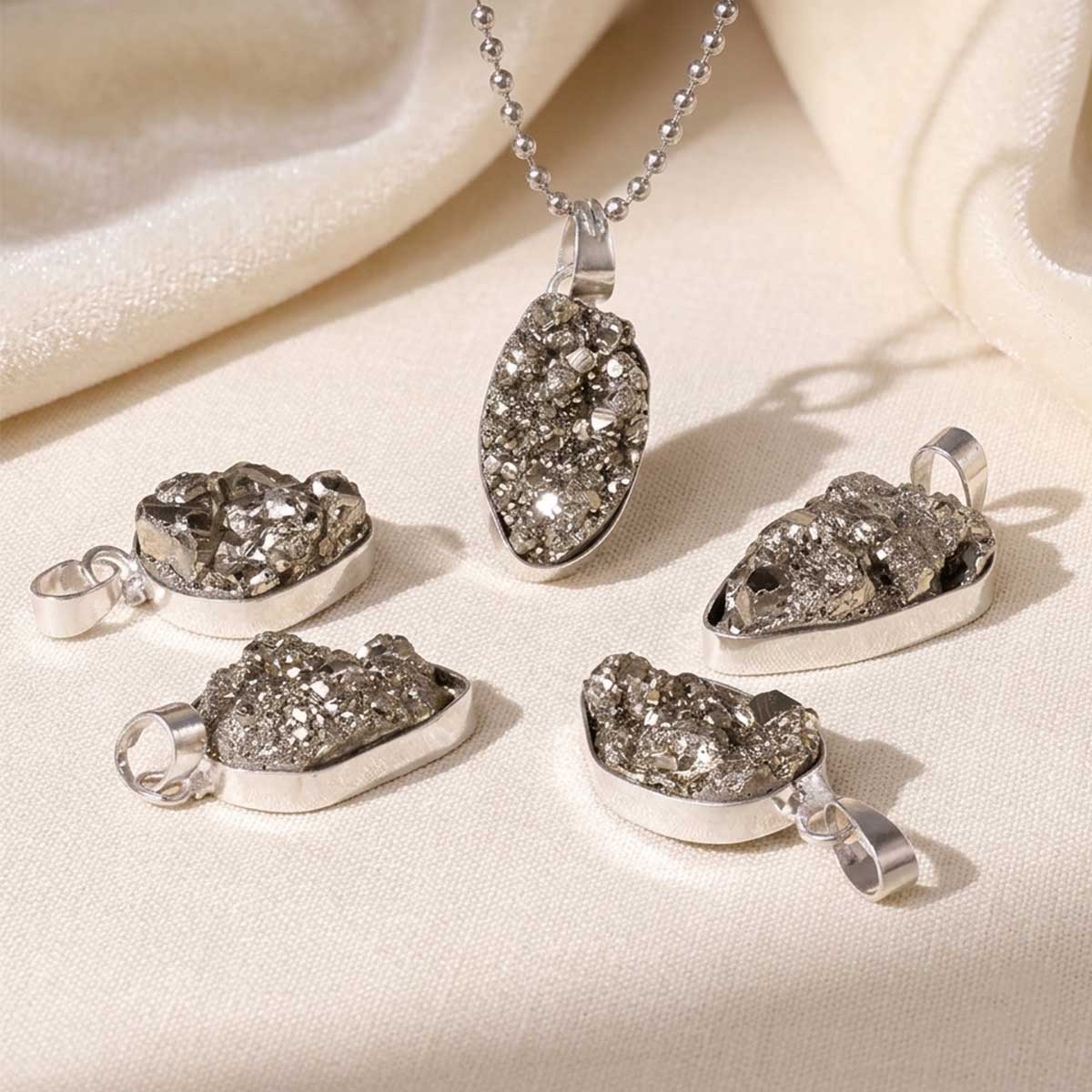 Pyrite Cluster Pendant-Shubhanjali Store (21) pyrite cluster pendant